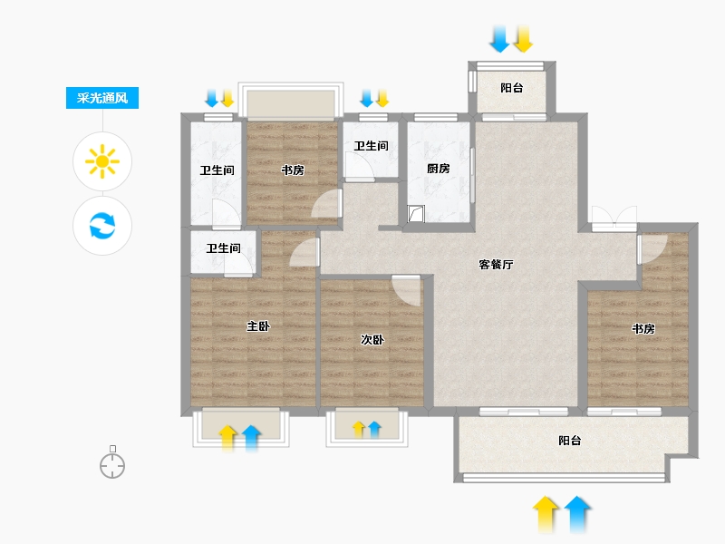 江苏省-苏州市-阳光锦上-110.00-户型库-采光通风