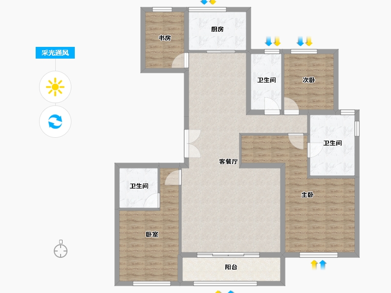 山东省-济南市-杨柳春风-136.00-户型库-采光通风