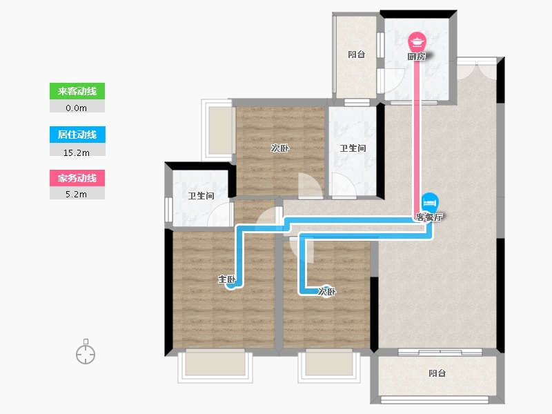 湖南省-长沙市-玖玺华府-90.04-户型库-动静线