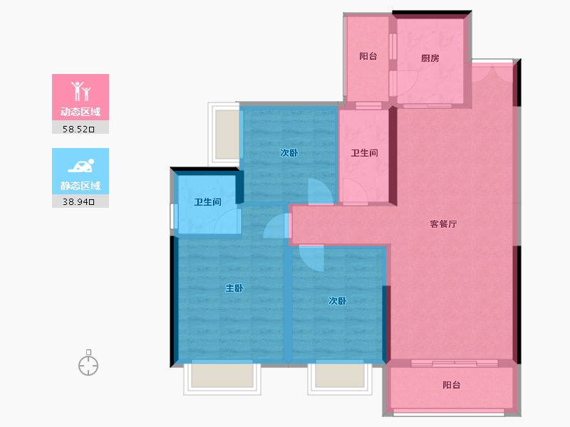 湖南省-长沙市-玖玺华府-90.04-户型库-动静分区