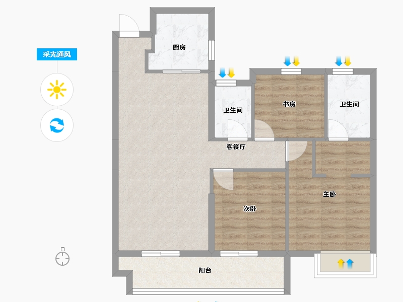 江西省-九江市-天赐人家-86.40-户型库-采光通风