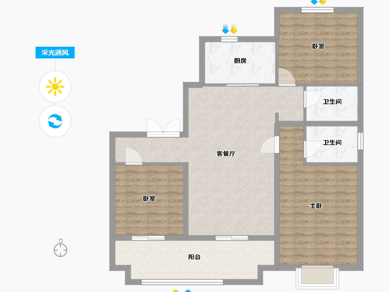 安徽省-芜湖市-通和  世纪之光-101.00-户型库-采光通风