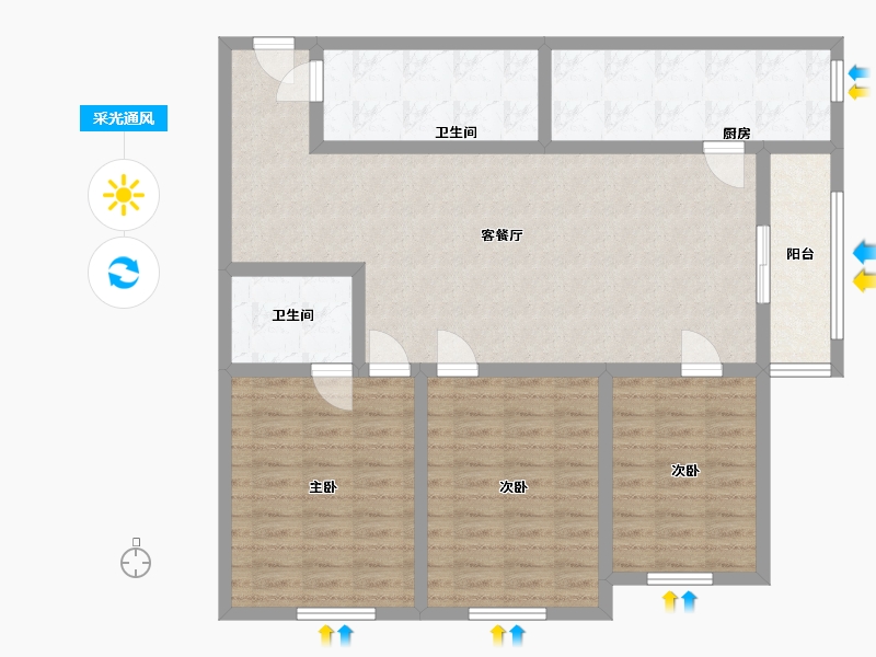 河南省-郑州市-贾岗社区-106.59-户型库-采光通风