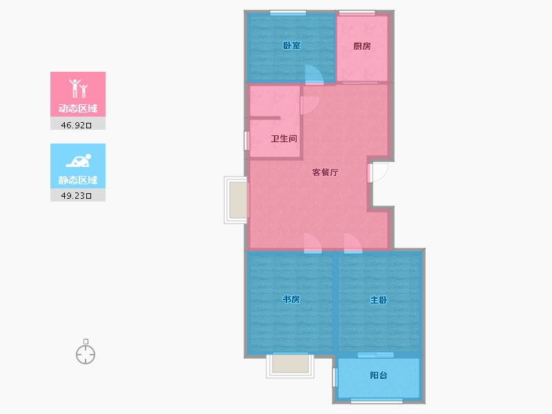 江苏省-盐城市-瑞丰花园-86.40-户型库-动静分区