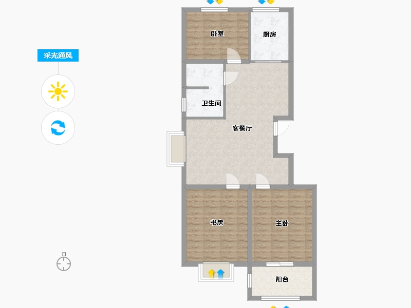 江苏省-盐城市-瑞丰花园-86.40-户型库-采光通风