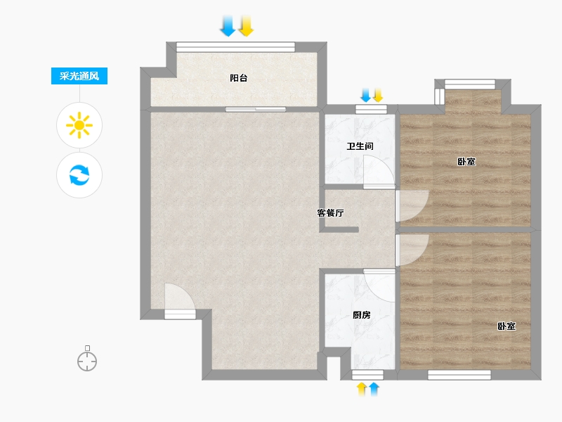 福建省-厦门市-新景花园-62.10-户型库-采光通风