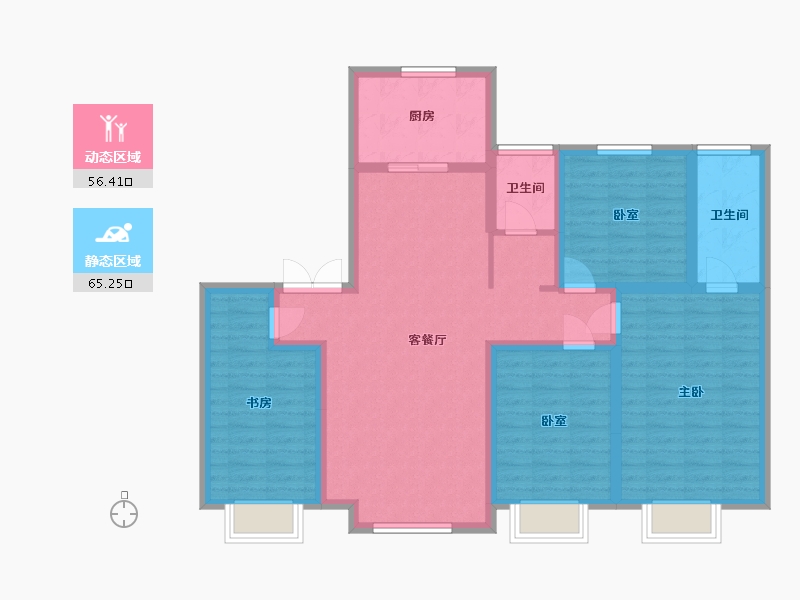 内蒙古自治区-呼和浩特市-伊泰华府晴翠-A区-151.00-户型库-动静分区