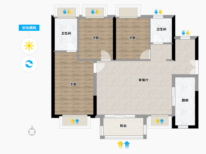 广东省-惠州市-时代风华-83.20-户型库-采光通风