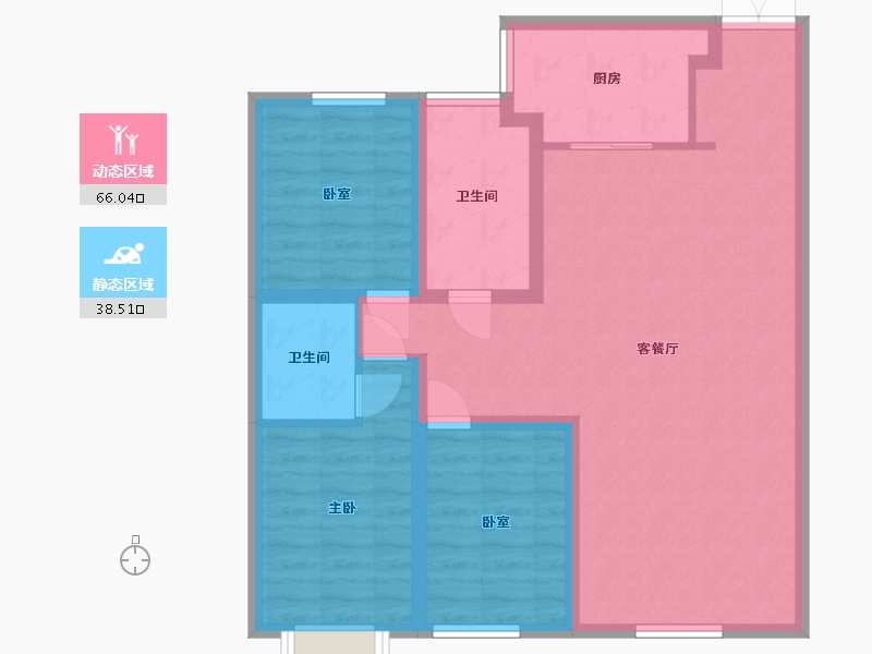 内蒙古自治区-鄂尔多斯市-世景丽都-104.80-户型库-动静分区