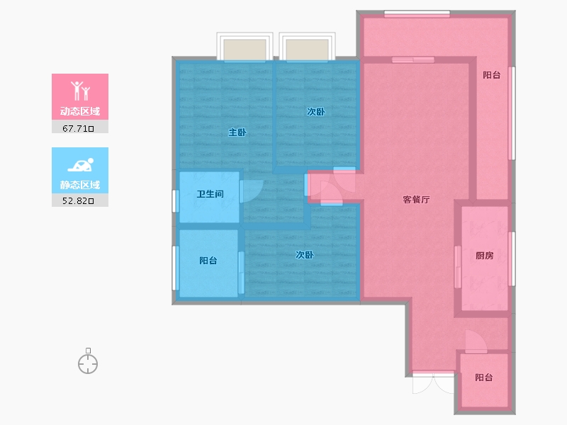 云南省-昆明市-海畔湾晴海苑-94.40-户型库-动静分区