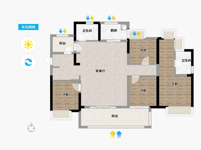 贵州省-贵阳市-美的璟悦风华-115.20-户型库-采光通风