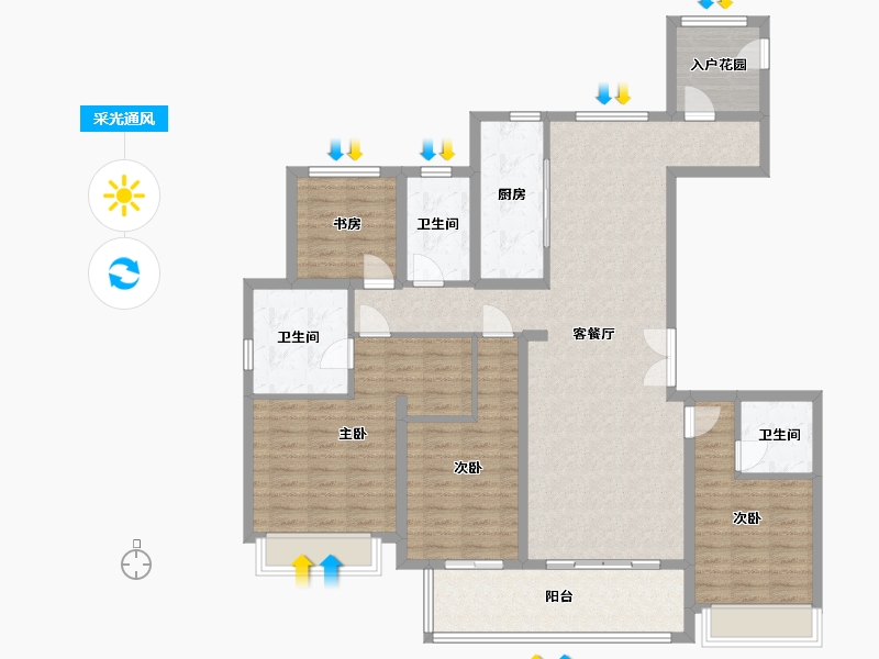 浙江省-台州市-保利大国璟-132.00-户型库-采光通风