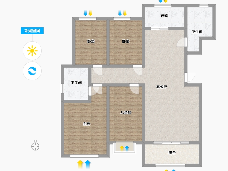 山东省-济宁市-金都北苑-东区-123.00-户型库-采光通风