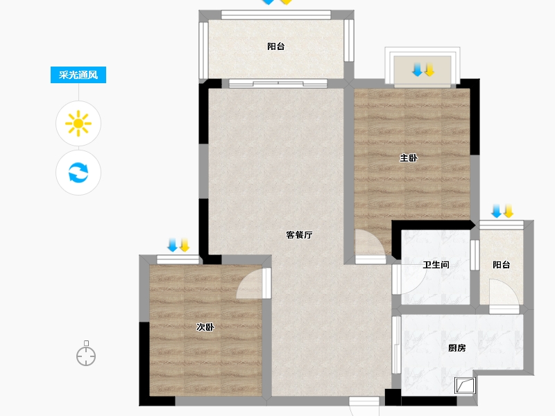 四川省-广元市-玫瑰华庭-69.50-户型库-采光通风