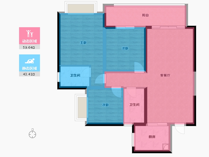 贵州省-贵阳市-保利公园-96.00-户型库-动静分区