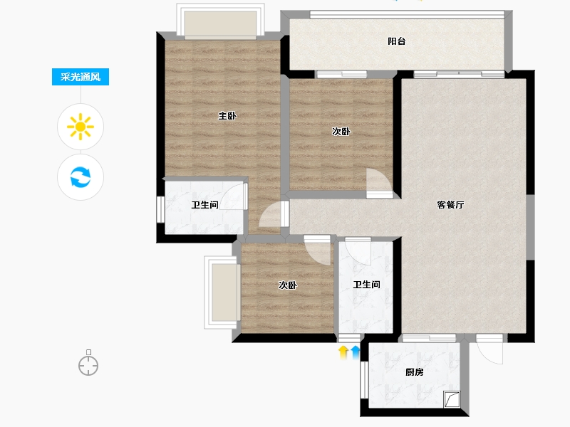 贵州省-贵阳市-保利公园-96.00-户型库-采光通风