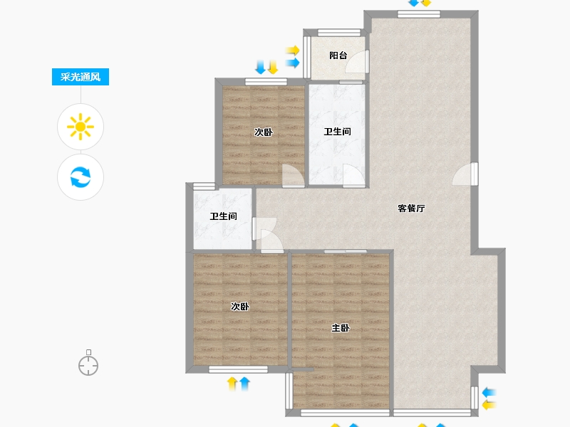 江苏省-苏州市-江帆花苑(北区)-140.00-户型库-采光通风