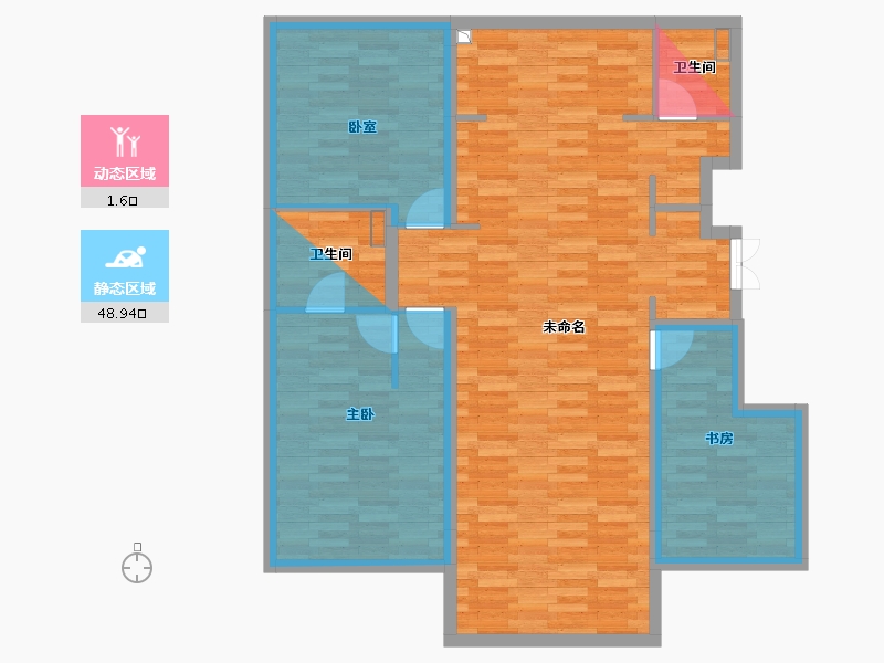 内蒙古自治区-呼和浩特市-金地青峯里-105.22-户型库-动静分区