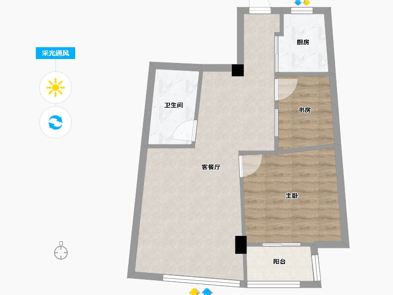 浙江省-宁波市-景第公寓-57.88-户型库-采光通风