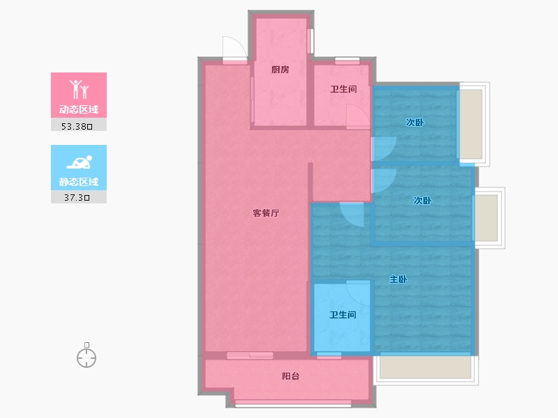 广东省-佛山市-保利熙雅花园-84.66-户型库-动静分区