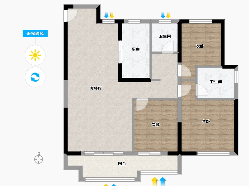 山东省-烟台市-马尔贝拉-95.00-户型库-采光通风