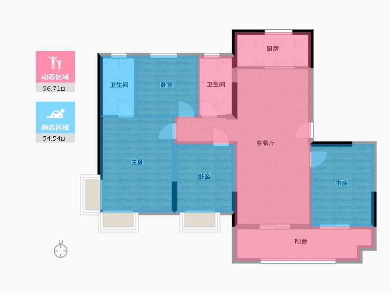 浙江省-宁波市-合生天泽湾花苑-100.82-户型库-动静分区