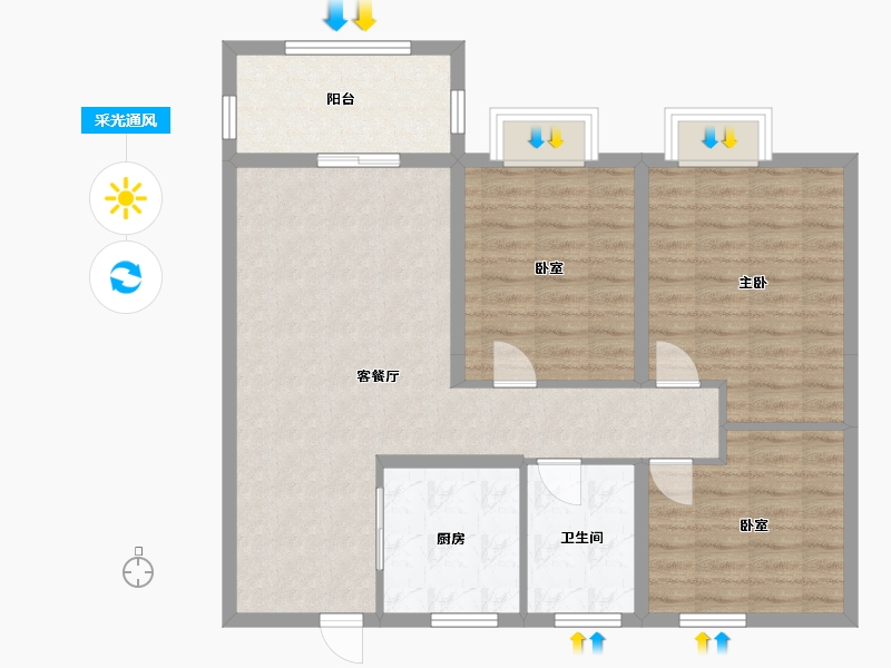 河南省-郑州市-华瑞紫金嘉苑-93.00-户型库-采光通风