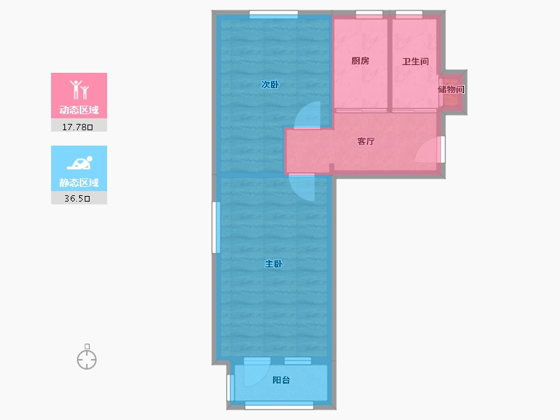 北京-北京市-龙潭北里社区-46.40-户型库-动静分区