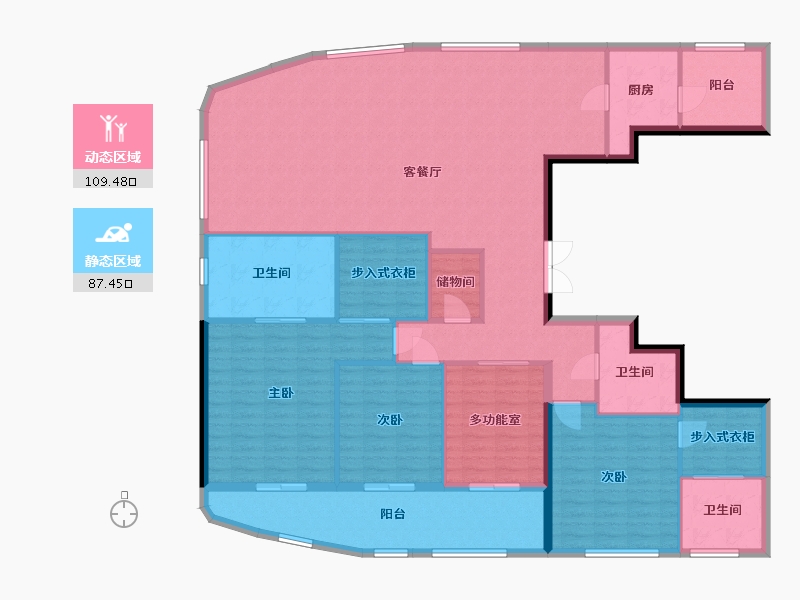 湖南省-长沙市-北辰三角洲-180.00-户型库-动静分区