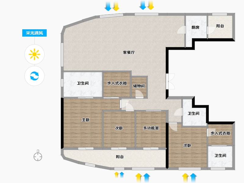 湖南省-长沙市-北辰三角洲-180.00-户型库-采光通风