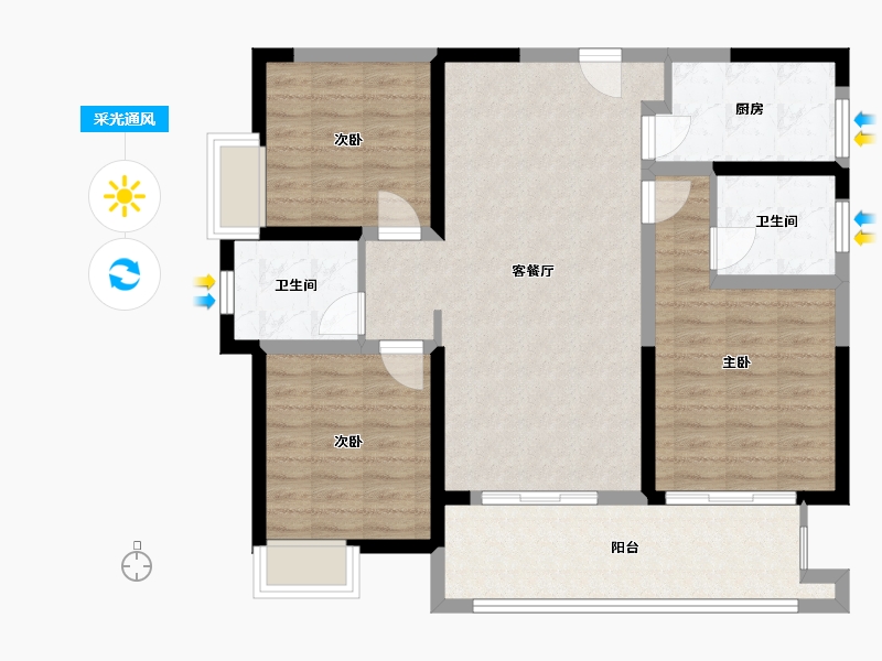 广西壮族自治区-钦州市-宁越东园-97.50-户型库-采光通风