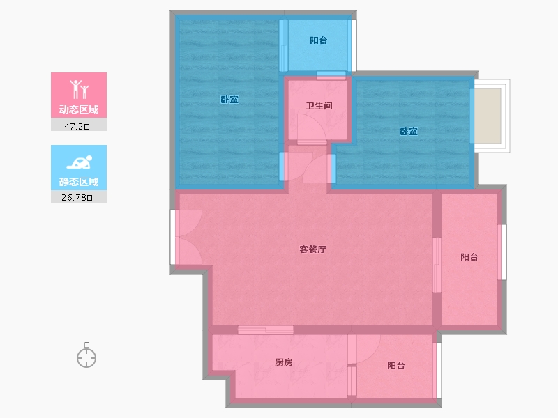 重庆-重庆市-秋实学府-65.00-户型库-动静分区