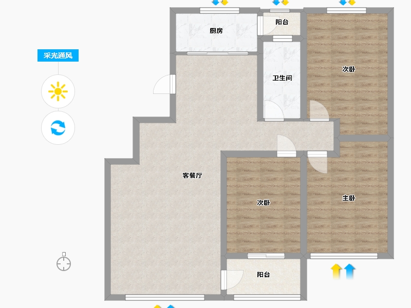 山东省-滨州市-幸福水岸-116.00-户型库-采光通风