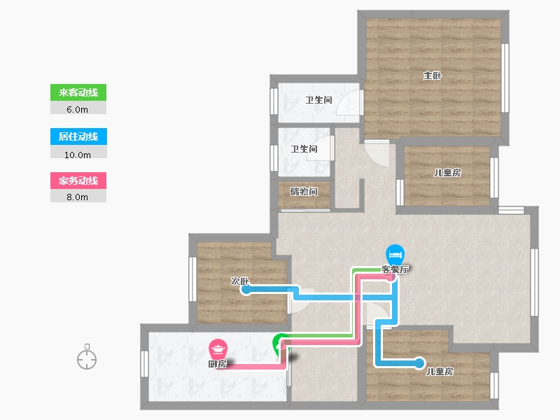 江苏省-苏州市-世茂蝶湖湾-86.32-户型库-动静线