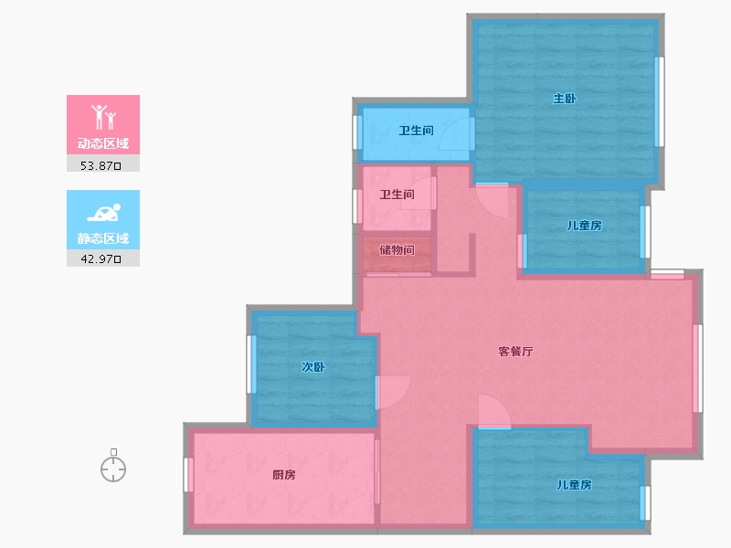 江苏省-苏州市-世茂蝶湖湾-86.32-户型库-动静分区