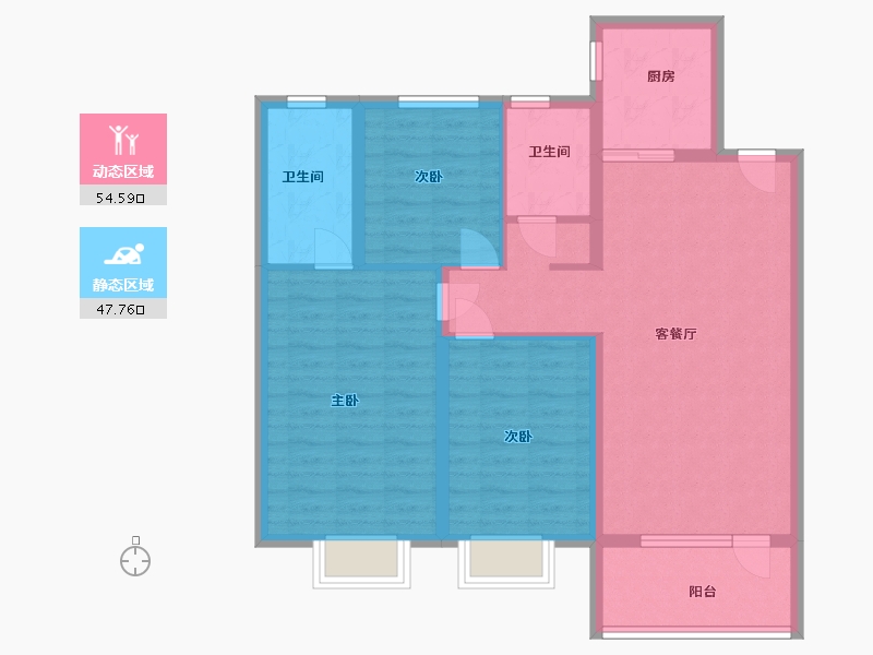 山东省-烟台市-华润万象府-91.34-户型库-动静分区