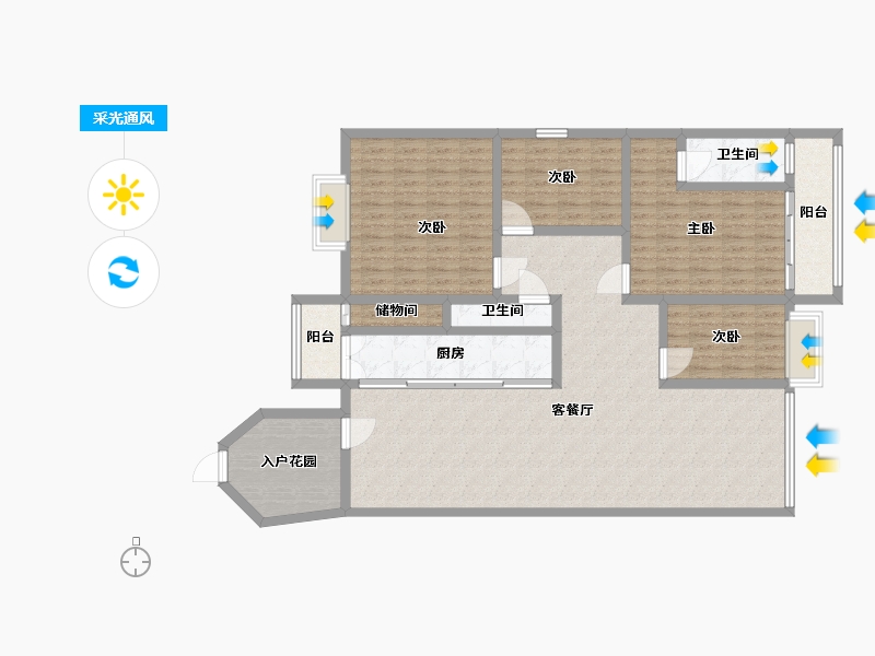 广西壮族自治区-南宁市-新加坡城-144.00-户型库-采光通风