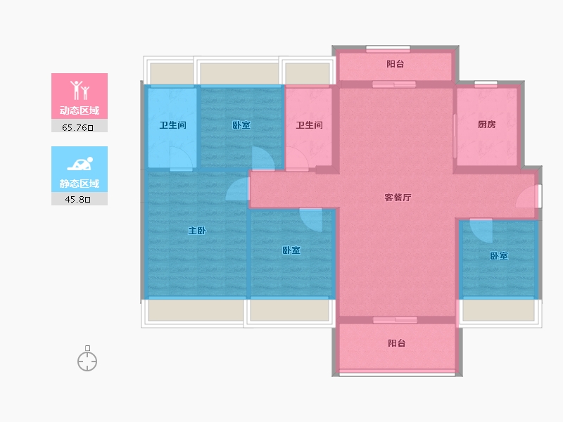 广东省-云浮市-筠城美丽泷江-101.60-户型库-动静分区