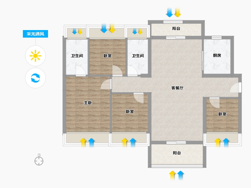 广东省-云浮市-筠城美丽泷江-101.60-户型库-采光通风