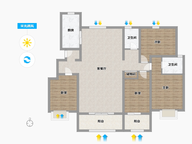 山东省-济宁市-雍华苑-132.00-户型库-采光通风