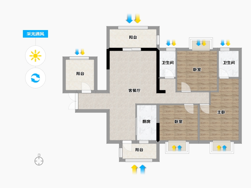 广西壮族自治区-南宁市-邕熙华府-96.00-户型库-采光通风