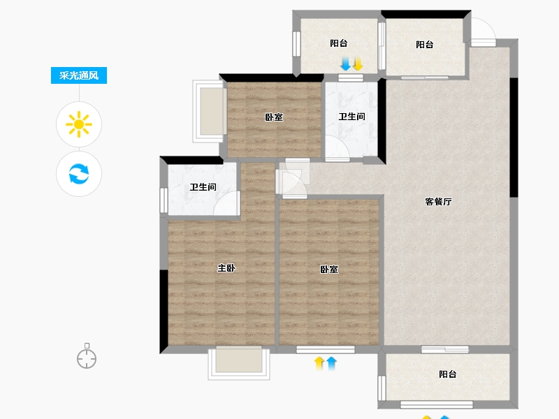 广西壮族自治区-南宁市-锦绣小区-105.00-户型库-采光通风