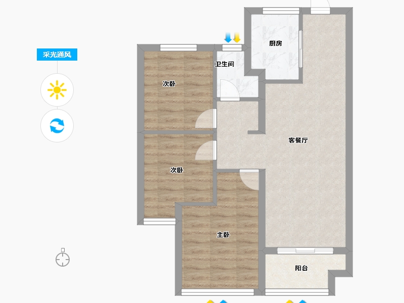 福建省-福州市-融信海纳新潮-63.20-户型库-采光通风