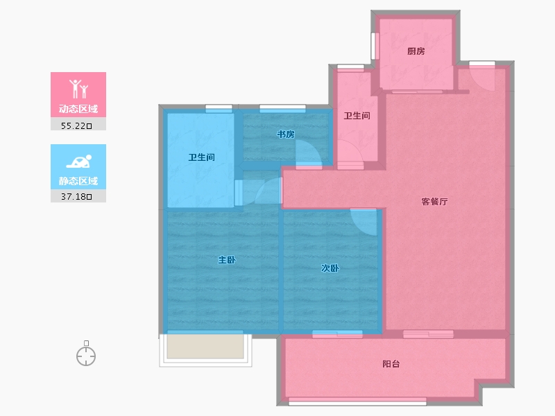 安徽省-亳州市-邦泰壹号院-85.80-户型库-动静分区