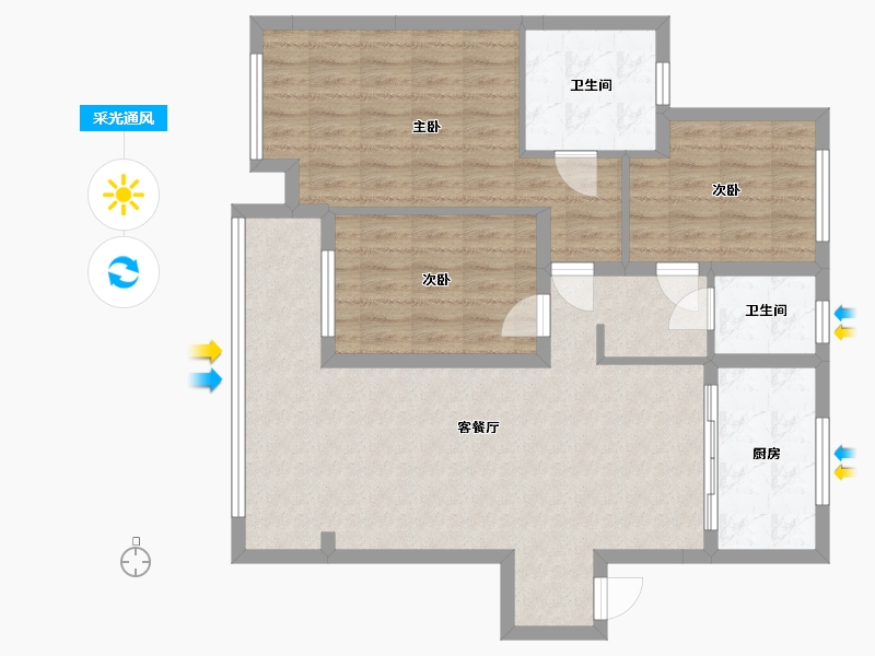 江苏省-镇江市-昌建融创观澜公馆-108.00-户型库-采光通风