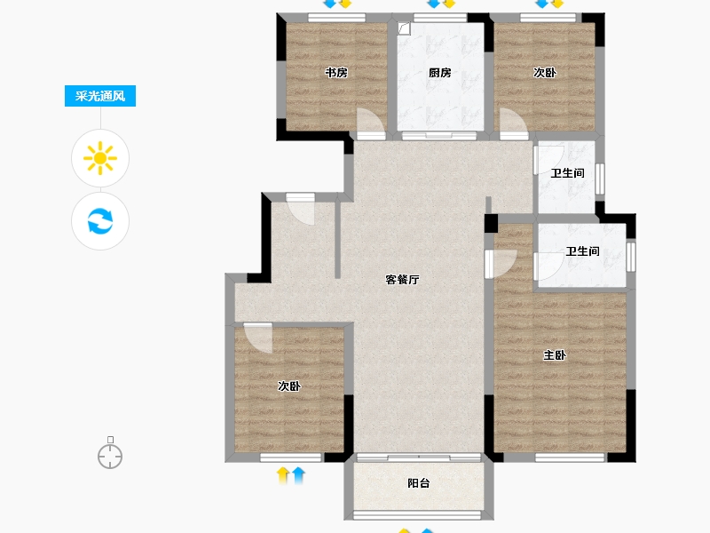 安徽省-阜阳市-泓诚学府-108.00-户型库-采光通风