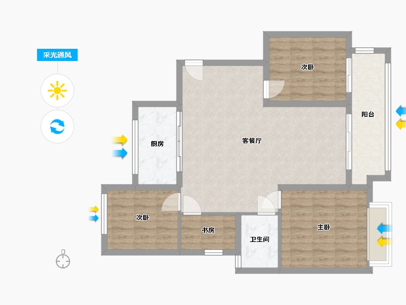 江西省-九江市-中海九樾-103.00-户型库-采光通风