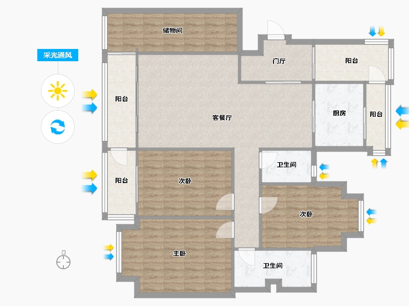 四川省-成都市-卓锦城-二期-103.00-户型库-采光通风