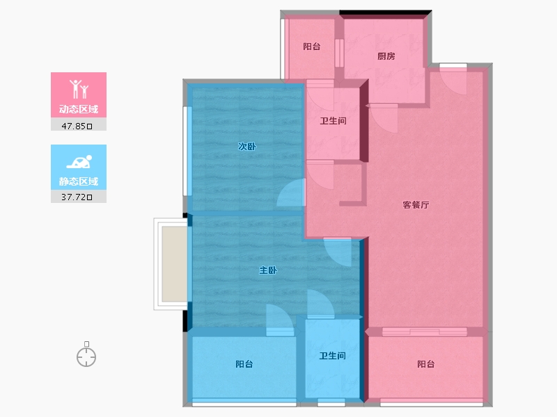 重庆-重庆市-万科翡翠公园-77.00-户型库-动静分区