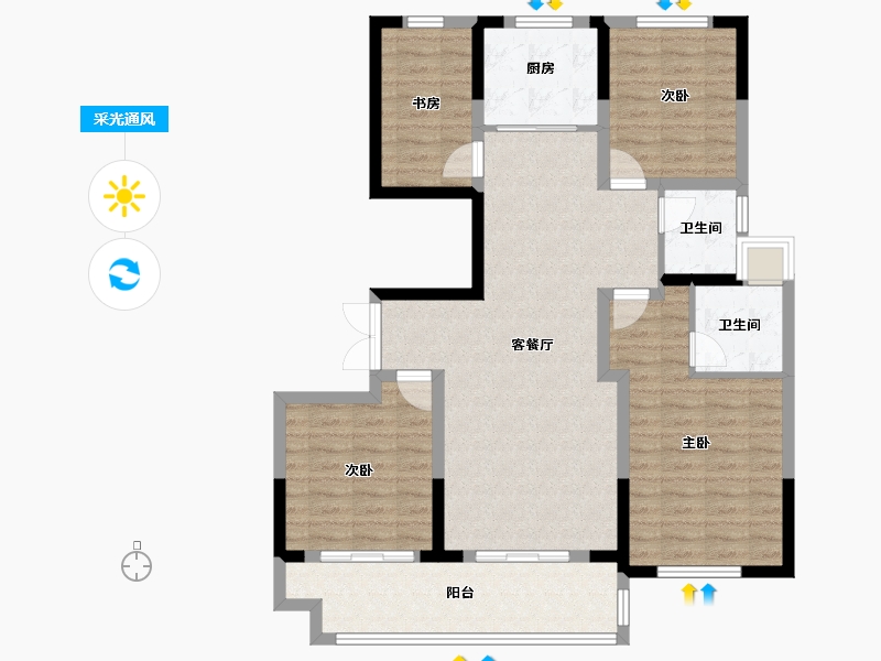 江苏省-镇江市-悦河湾-104.58-户型库-采光通风